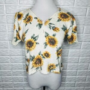 DENIM REPUBLIC Vintage 80s Cropped Knit Sunflower Top Size M